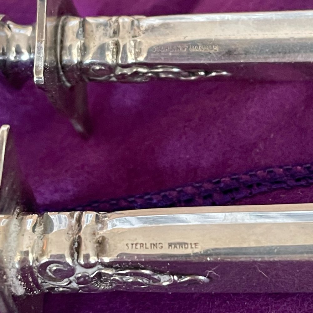 Royal Crest Castle Rose Sterling Silver Handle Knife and Fork Carving Set - Picture 3 of 3